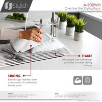 STYLISH Multipurpose Over Sink Roll-Up Dish Drying Rack, White