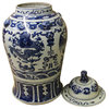 Chinese Blue & White Scenery Porcelain Large Temple General Jar Hcs4510