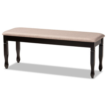 Corey Modern S Fabric Upholstered Dark Brown Finished Wood Dining Bench