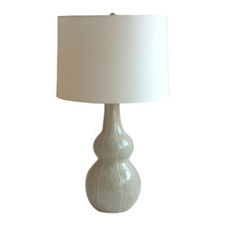 Kri Kri Studios - Tall Gourde Lamp With Large Drum Shade, Gray - Table Lamps