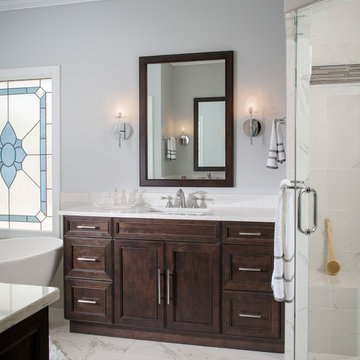 Master Bath with coffee bean stain on alder