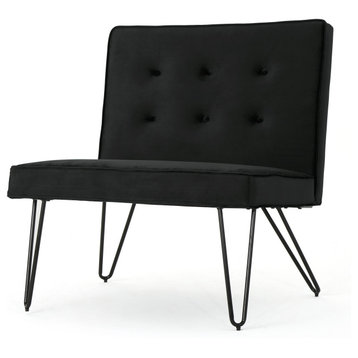 GDF Studio DuSoleil Velvet Modern Armless Chair, Black/Black
