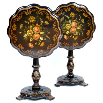 Consigned Pair of Tables Hand-Painted, Antique 19th Century, Set of 2