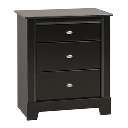 Kallisto 3-Drawer Black Nightstand - Nightstands And Bedside Tables