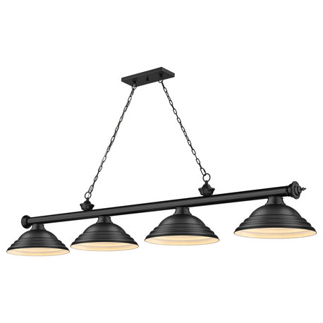 Z-Lite 2306-4-SMB Cordon 4 Light 16"W Billiard Chandelier - Matte Black / Matte