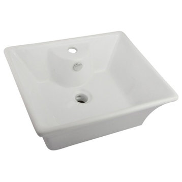Forte White China Vessel Bathroom Sink with Overflow Hole & Faucet Hole EV4049