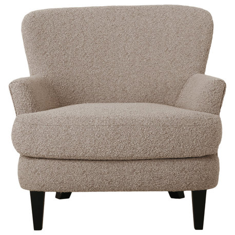 Gerald Boucle Upholstered Club Chair, Warm Stone Gray/Matte Black