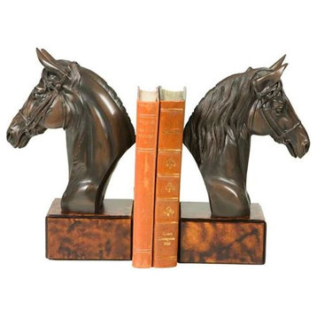 Bookends Horse Head Large Equestrian Hand Painted OK Casting USA