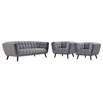 Bestow 3 Piece Performance Velvet Sofa and Armchair Set by Modway