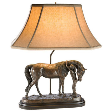 Girl And Her Horse Sculpture Lamp