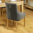 Accent Upholstered Oak Dining Chairs, Slate Fabric, Set of 2