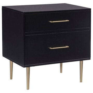 Bowery Hill Modern / Contemporary Two Drawer Wood Nightstand in Black