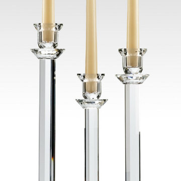 Serene Spaces Living Modern Cut Stem Crystal Candlestick