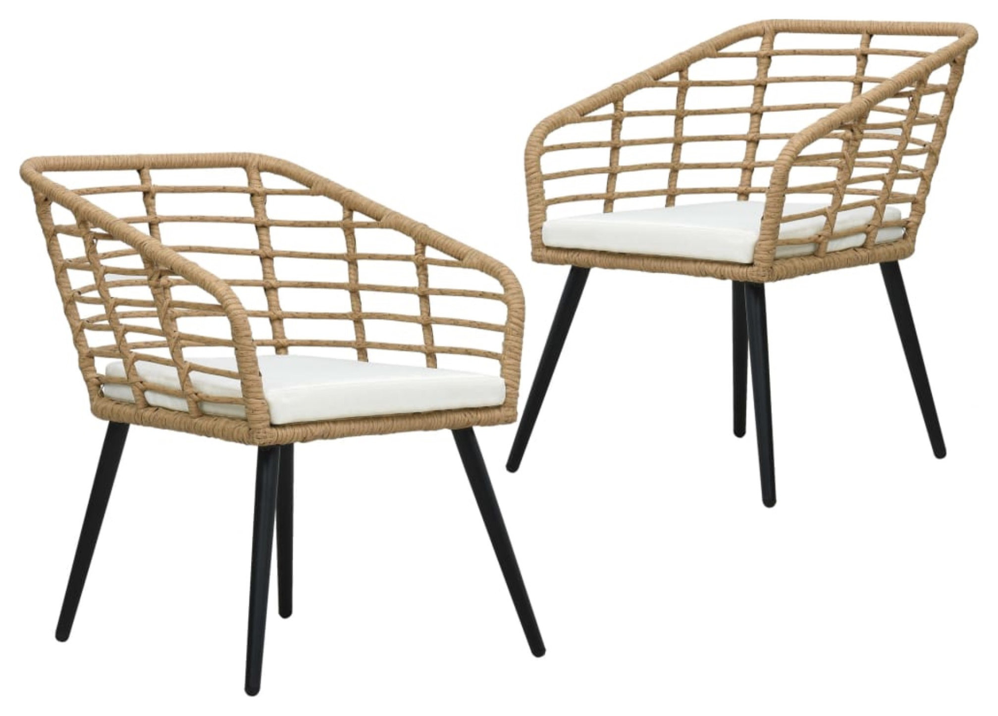 Vidaxl Garden Chairs With Cushions 2-Piece Set Poly Rattan Oak ...