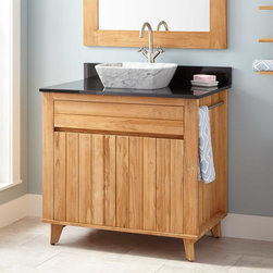 36" ANTIOCH TEAK VESSEL SINK VANITY - NATURAL TEAK - Bathroom Vanities And Sink Consoles