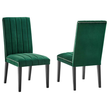 Catalyst Performance Velvet Dining Side Chairs Set of 2, Green