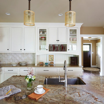 Strawberries and Cream Classic-white and red traditional kitchen