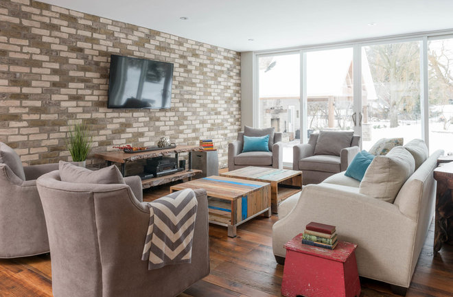 Transitional Living Room by Soda Pop Design Inc.