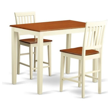 3-Piece Counter Height Pub Set, Kitchen Dinette Table And 2 Kitchen Bar Stool