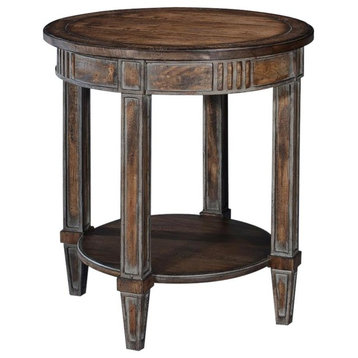Lamp Table San Maria Louis XVI French Distressed Rustic Pecan Wood