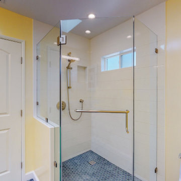 Yellow Full Bathroom Remodel : Neo-Angle Shower