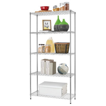 Furniture of America Stada 5-Tier Metal Shelf with Adjustable Height in Chrome
