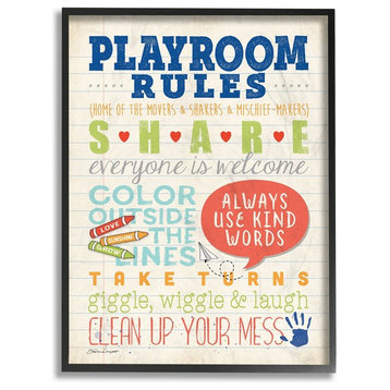 Stupell Industries Playroom Rules Notebook Paper, 11 x 14