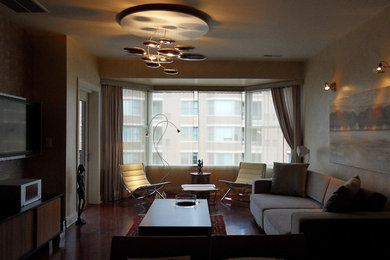 Example of a minimalist living room design in New York