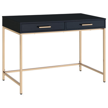 Alios Desk With Black Gloss Finish and Gold Frame