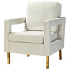 Upholstered Armchair With Metal Base, Ivory