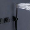 Three-hole three-handle two-function bathroom Shower set, Matte Black
