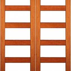 Contemporary Exterior Double Door, Mahogany, Clear Low-E Glass - Front Doors