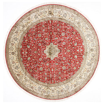 Oriental Rug Kashmir Pure Silke 10'3"x10'2" Hand Knotted Carpet