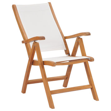 Teak Wood California Outdoor Patio Reclining Chair With Batyline Sling