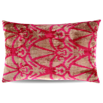 Canvello Pink Beige Geometric Throw Pillow Down Feather Filled 16"x24"