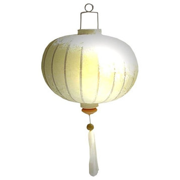 Vietnamese Ball Silk Lantern, Ivory, 30", No Lighting Kit