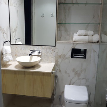 Warm cozy modern bathroom