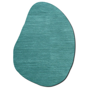 Flagstone Turquoise Wool Rug, 5'x8'