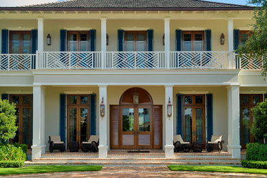 Example of a transitional exterior home design in Miami