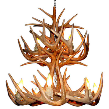 Reproduction Antler Whitetail Double-Tier Chandelier Light, RS-19