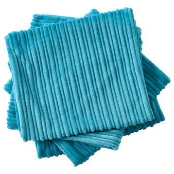 Ribbed Flanned Pillow Shell 4 Piece Set, Sky Blue, 14" X 26"