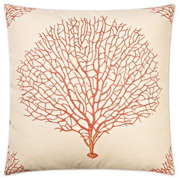 Taormina Coral Feather Down Decorative Throw Pillow, 24x24