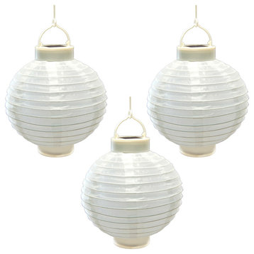 Solar Nylon Lanterns, 8" White, Set of 3
