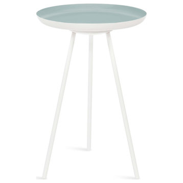 Laranya Round Metal Side Table, Blue/White 15x15x22.5