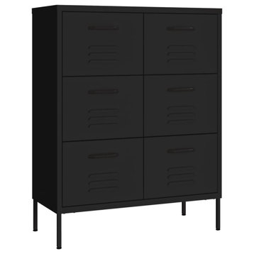 vidaXL Drawer Cabinet File Cabinet Freestanding Storage Cabinet Black Steel