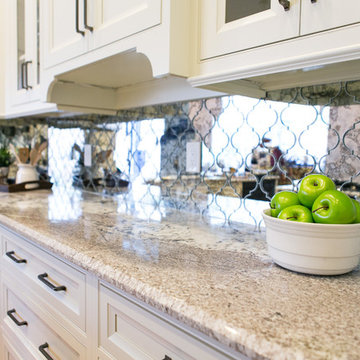 Antiqued-Mirror Tile Backsplash Kitchen Remodel