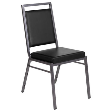 Flash Furniture Hercules Faux Leather Banquet Event Chair in Black and Silver