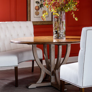 Lorts Showroom Fall 2013 | Round Dining Table with Urn Base and Rounded Upholste