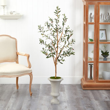 57" Olive Artificial Tree, Sand Colored Urn