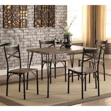 Furniture of America Kelle Transitional Metal 5-Piece Dining Set in Dark Bronze